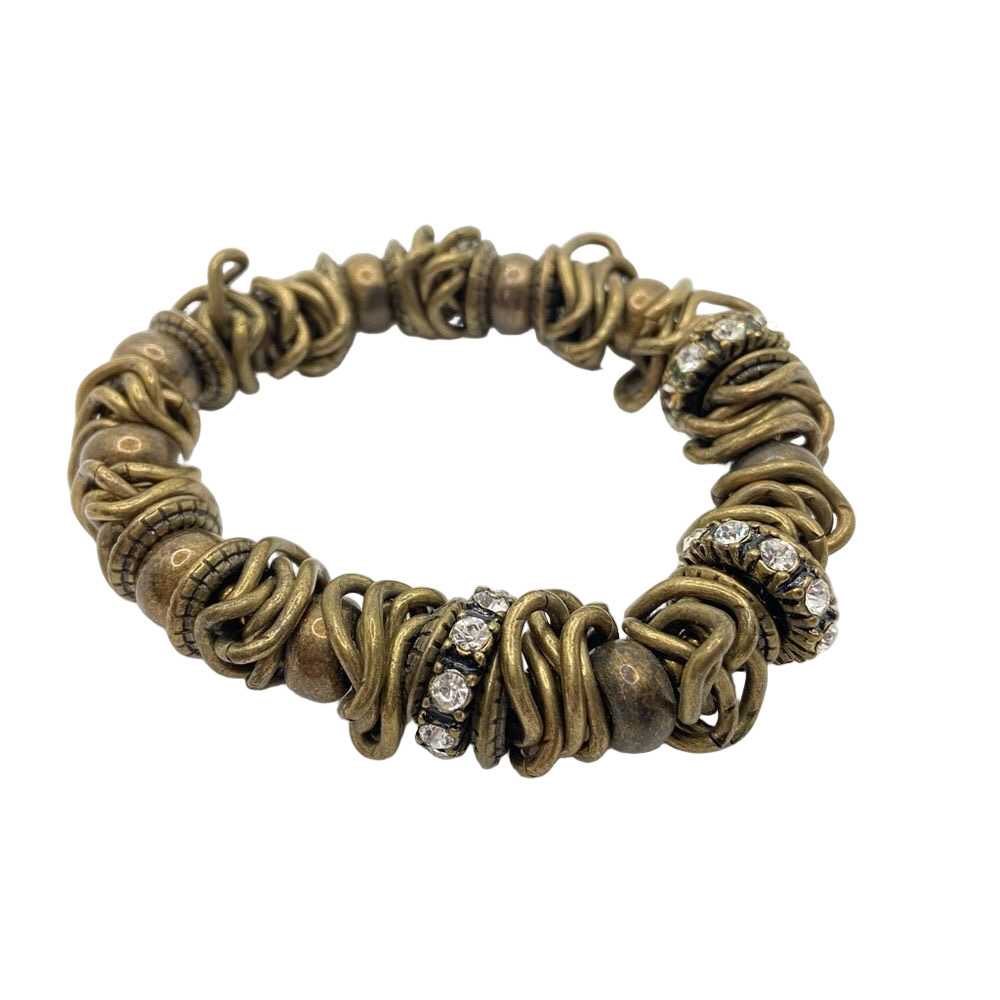 🍭6/$30 Industrial style chunky ring and rhinestone charm stretch bracelet